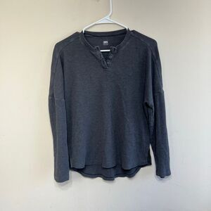 Lunya Gray Waffle Knit Long Sleeve Henley XS Women